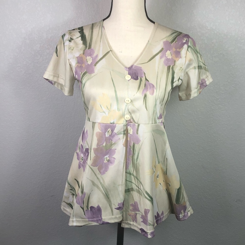 Vintage 90’s Cropped Split Front Floral Top